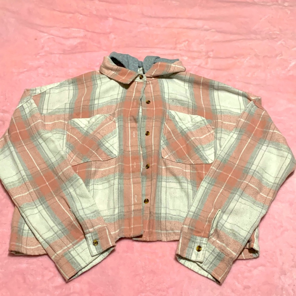 Mila and Tiff Plaid Collection heeded button up sweater jacket